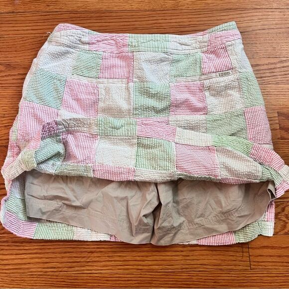 Izod Golf Plaid White Pink Green Seersucker Women's size 6 Skort Skirt - Picture 5 of 9